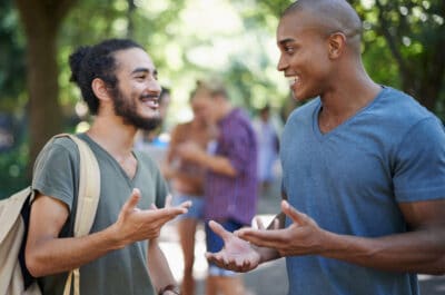 two guys talking certificate in apologetics