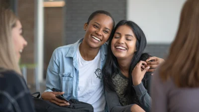 two friends hugging showing community